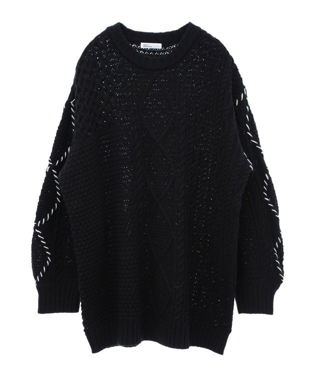 CRAFT STANDARD BOUTIQUE ハンドステッチケーブルニットチュニック Black