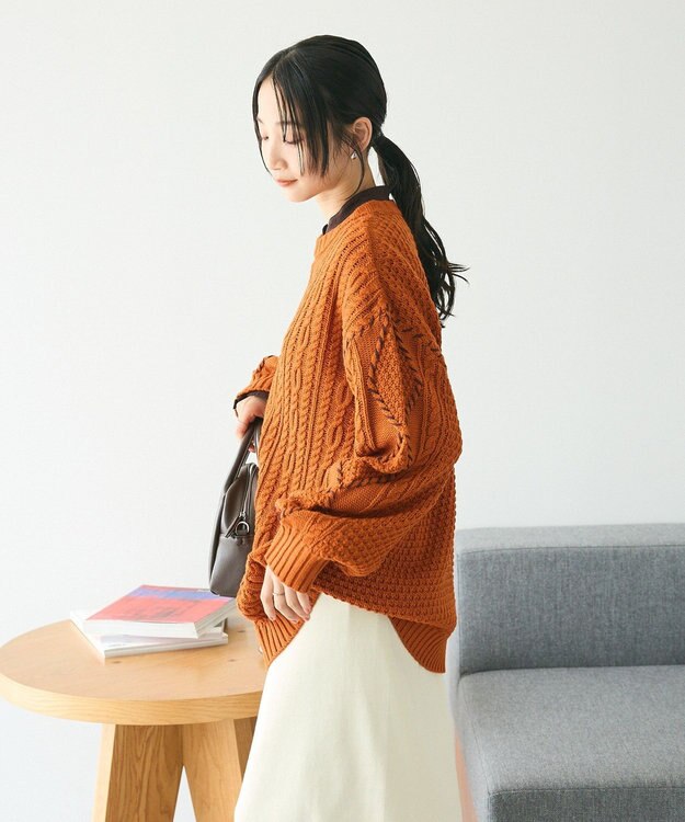 CRAFT STANDARD BOUTIQUE ハンドステッチケーブルニットチュニック Orange