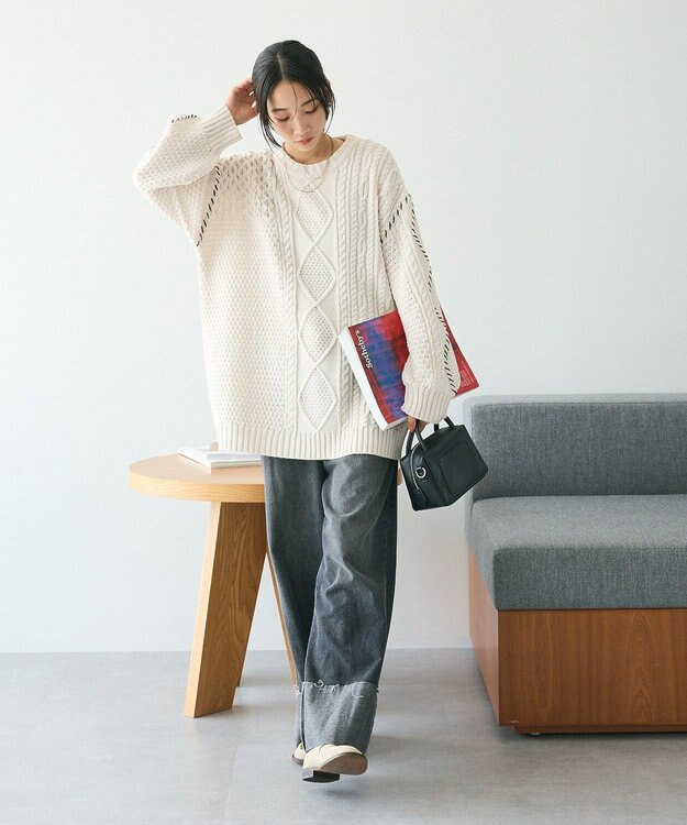 CRAFT STANDARD BOUTIQUE ハンドステッチケーブルニットチュニック Ivory