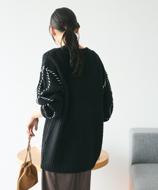 CRAFT STANDARD BOUTIQUE ハンドステッチケーブルニットチュニック Black