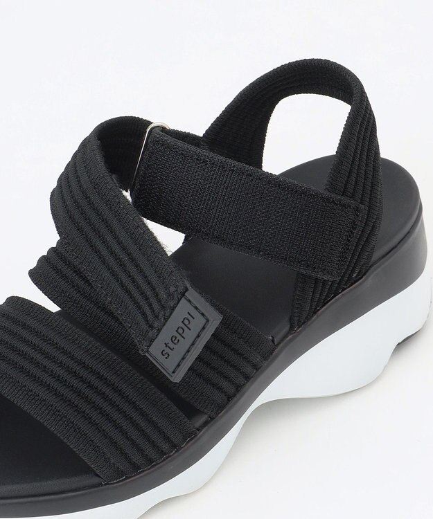 steppi 【洗える】プラットフォームサンダル ブラック×ホワイト