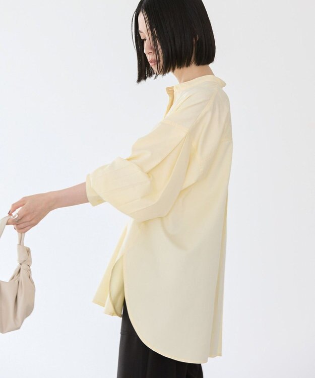 AMERICAN HOLIC イージーケアバンドカラーＷポケットロングシャツ Light Yellow