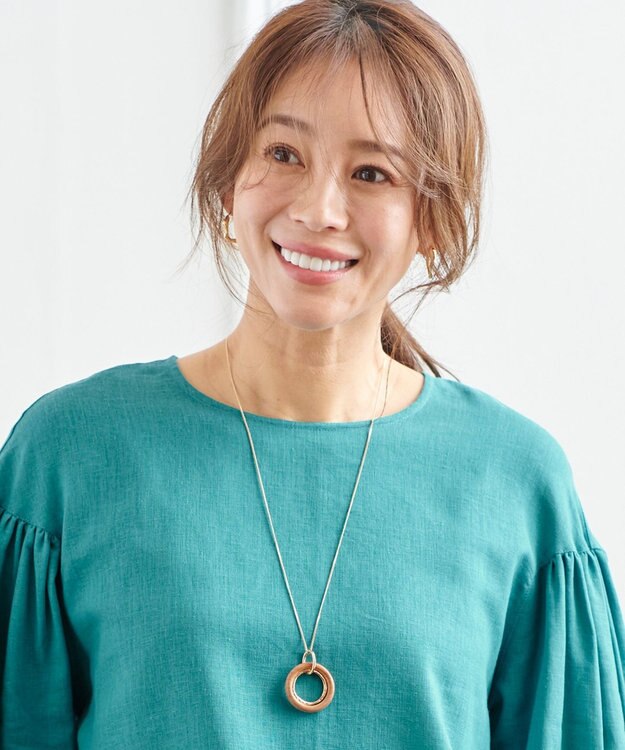 ANY ダブルリングネックレス ブラウン