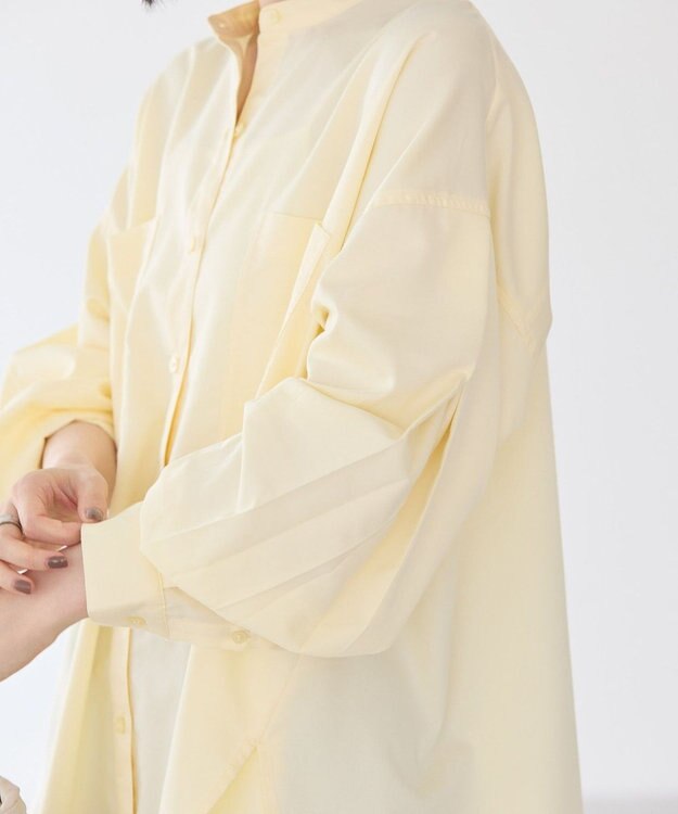 AMERICAN HOLIC イージーケアバンドカラーＷポケットロングシャツ Light Yellow