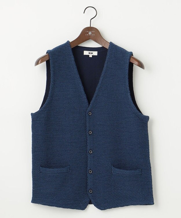 JOSEPH ABBOUD 【清涼感】洗える！ストローヤーンニット ベスト ネイビー系