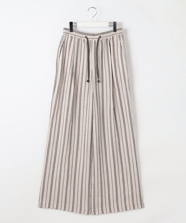 自由区 S 【カタログ掲載・セットアップ対応・洗える】リネンビスコースストライプドロスト パンツ フラックス系