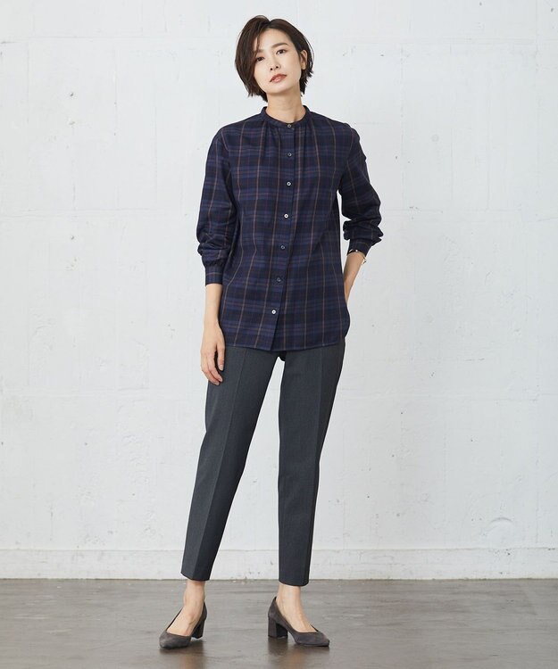 J.PRESS LADIES L 【洗える】アルガンシルク テーパード パンツ グレー系