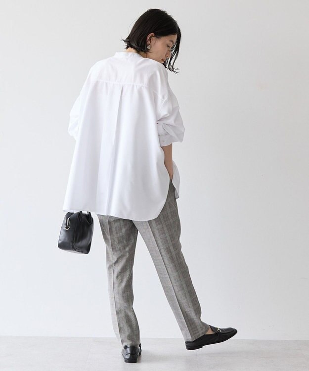 AMERICAN HOLIC イージーケアバンドカラーＷポケットロングシャツ Off White