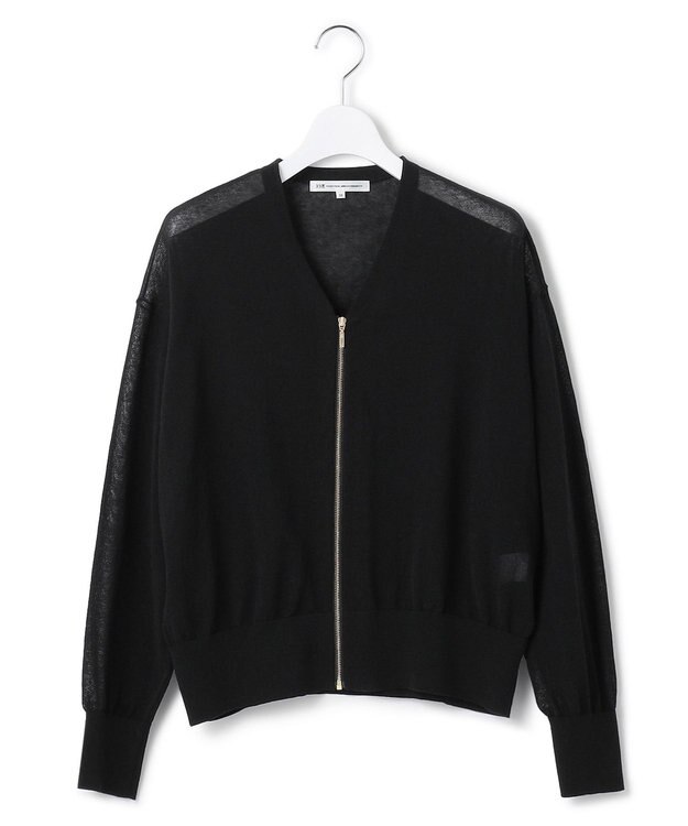 23区 S 【一部店舗限定/洗える】ライトシアーニット ジップカーディガン ブラック系