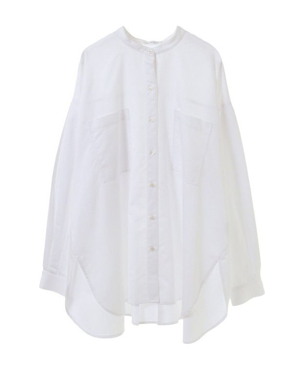 AMERICAN HOLIC イージーケアバンドカラーＷポケットロングシャツ Off White