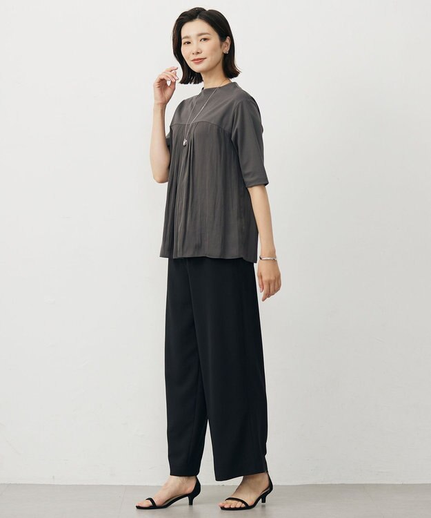 J.PRESS LADIES 【洗える・抗菌防臭・接触冷感・吸水速乾】ドライポンチ フレア カットソー スレート系