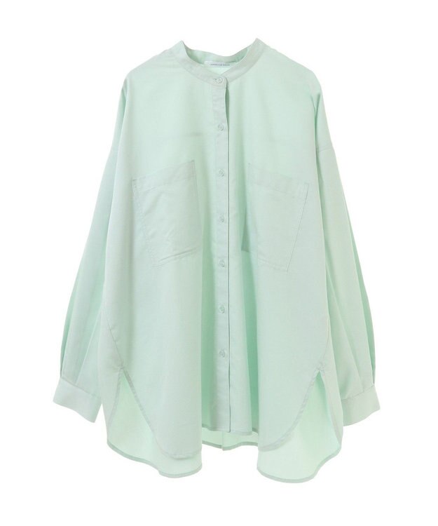 AMERICAN HOLIC イージーケアバンドカラーＷポケットロングシャツ Mint