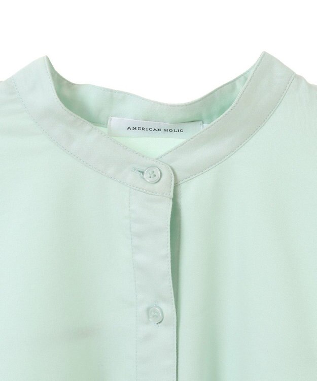 AMERICAN HOLIC イージーケアバンドカラーＷポケットロングシャツ Mint
