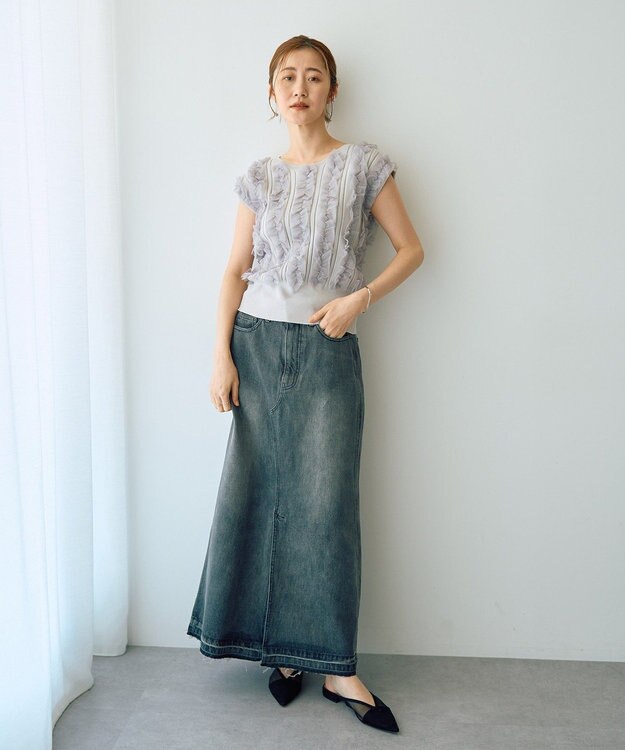 YECCA VECCA ロングデニムスカート Gray