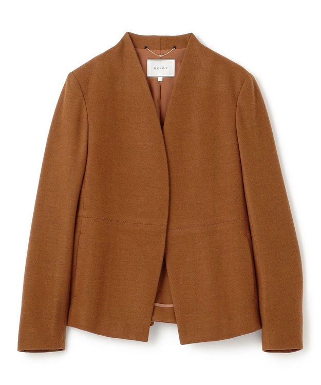 BEIGE， 【S-size】MAZARINE / ノーカラージャケット L.Brown