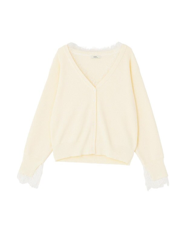 earth music&ecology レーストリムカーディガン Off White