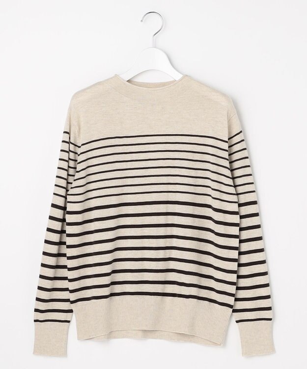J.PRESS LADIES L SOFT TOUCH WOOL ボーダー ニット ベージュ×ダークブラウン系