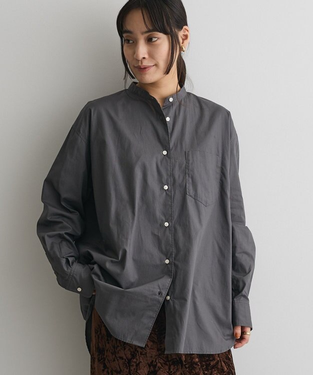 CRAFT STANDARD BOUTIQUE バンドカラーシャツ Charcoal Gray