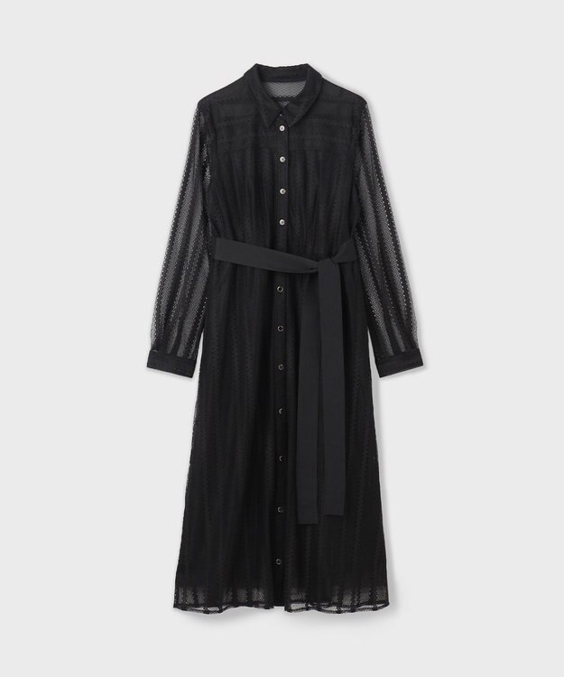 GRACE CONTINENTAL ストライプレースシャツワンピース ブラック