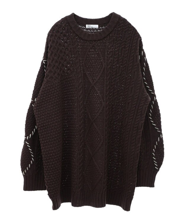 CRAFT STANDARD BOUTIQUE ハンドステッチケーブルニットチュニック Brown