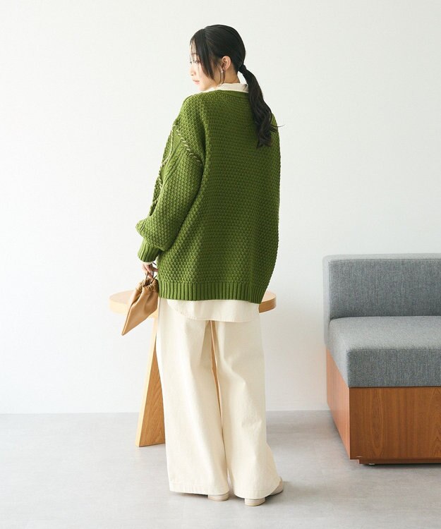 CRAFT STANDARD BOUTIQUE ハンドステッチケーブルニットチュニック Green