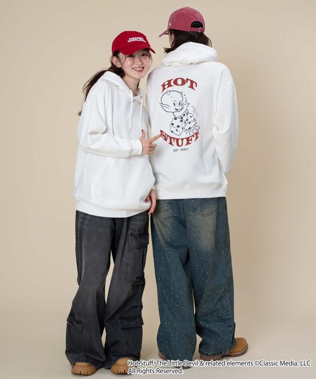 WEGO 【ユニセックス着用ITEM/裏起毛】HOTSTUFFグラフィックプルオーバー ホワイト