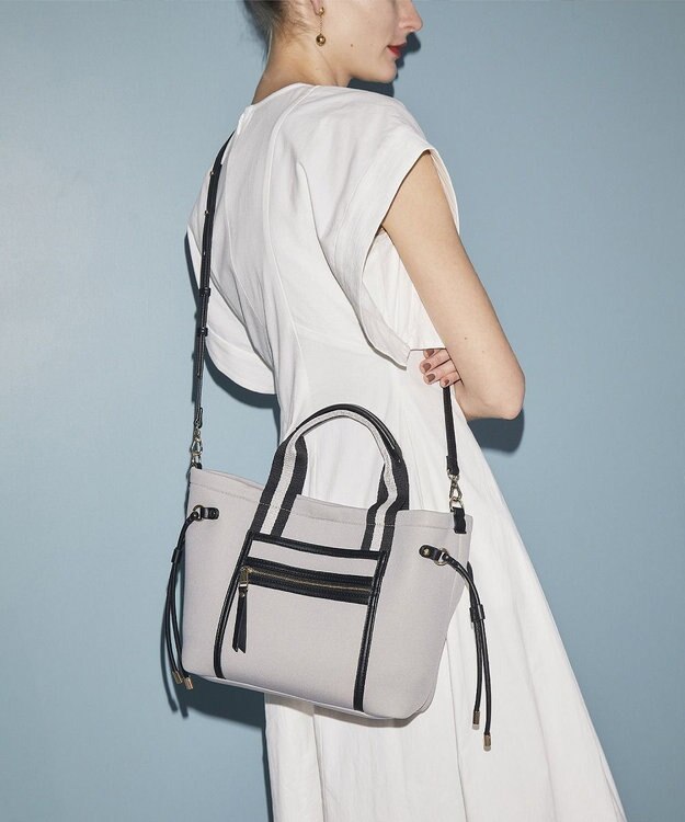 TOPKAPI 【新色追加】【TREASURE TOPKAPI】ネオプレン フロントポケット 2way ショルダー付き ミニトートバッグ グレー