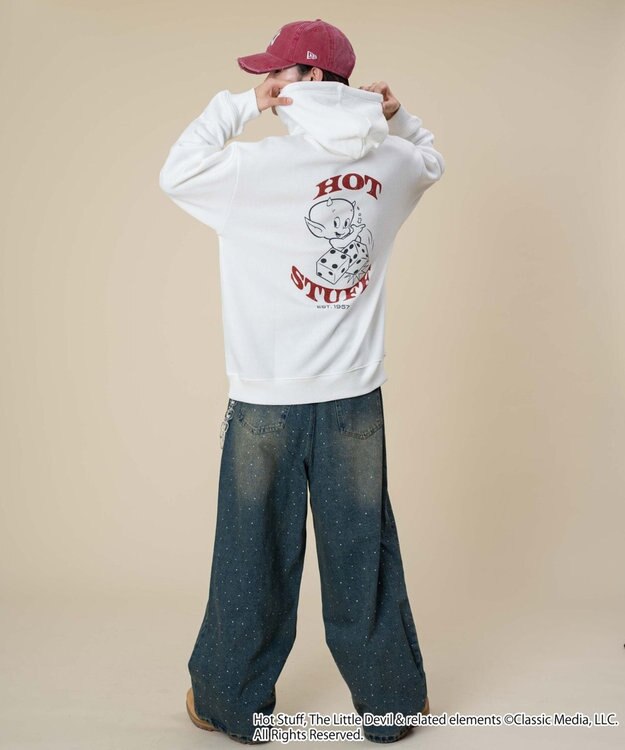 WEGO 【ユニセックス着用ITEM/裏起毛】HOTSTUFFグラフィックプルオーバー ホワイト