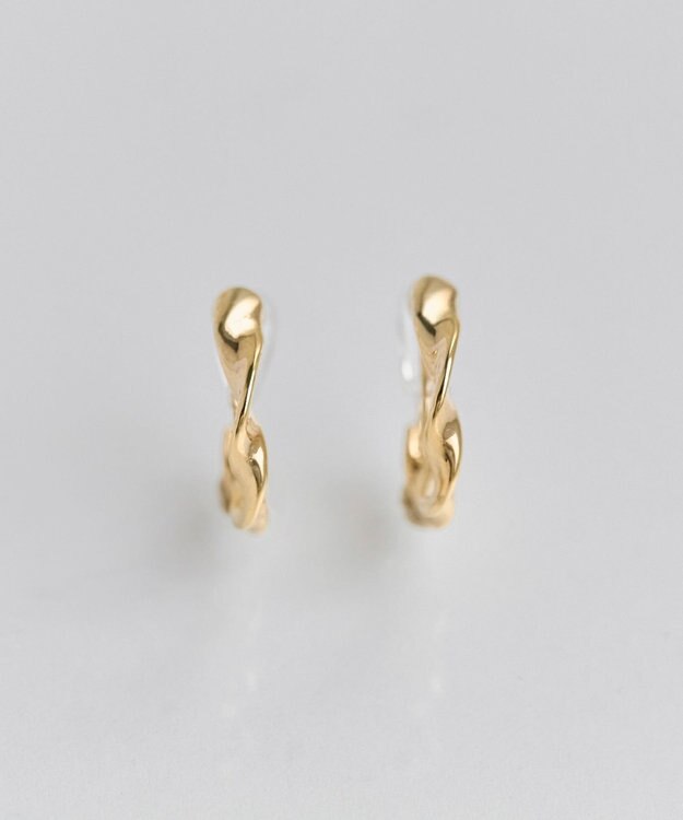 Phoebe 【金属アレルギー対応】【痛くないシリーズ】モーションメタルクリスタルループフィットイヤリング　ゴールド ゴールド