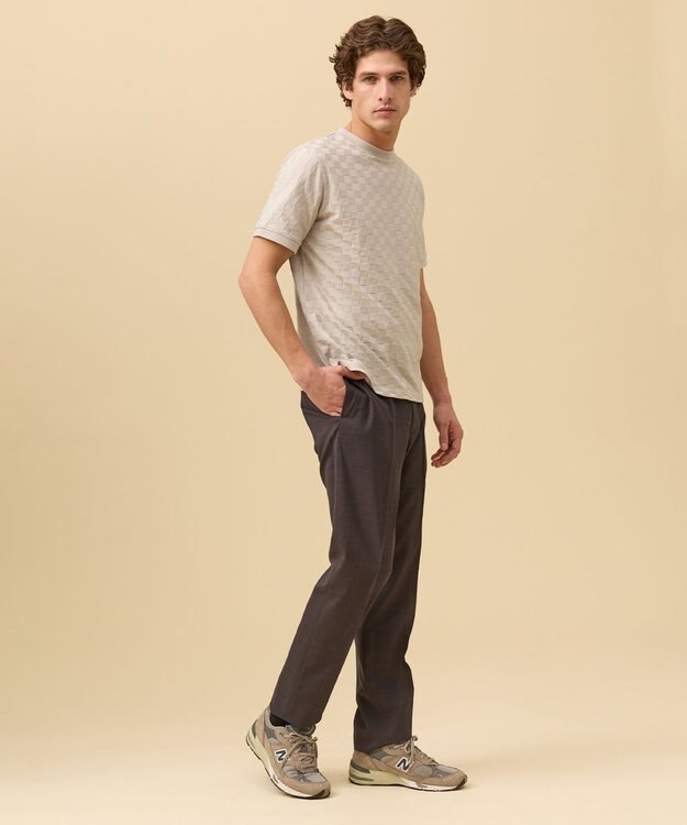 J.PRESS MEN ジャケットインの最適解【接触冷感 / 吸水速乾】【J.PRESS PREMIUM JERSEY】アーガイルリンクス Tシャツ グレー系