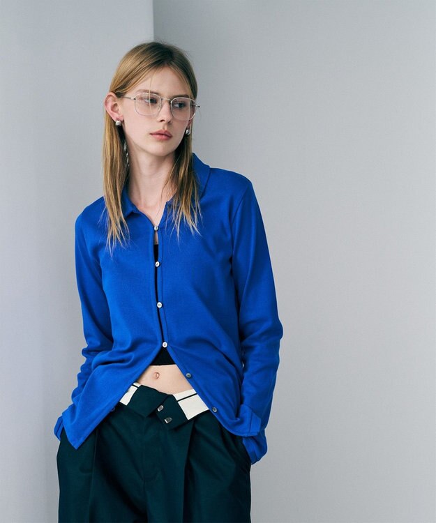 uncrave プレーンジャージー カーディガン ブルー