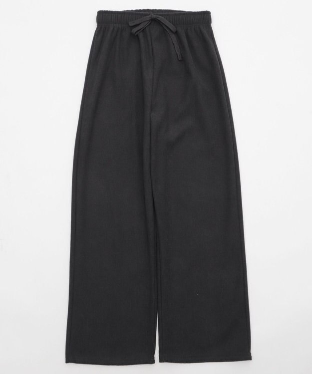 WEGO 【WEB限定/25年秋冬新作/ウエストゴム】裏ベロアワイドイージーパンツ ブラック中濃色