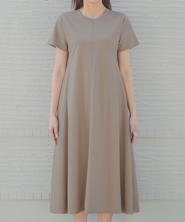 Tiaclasse L 【おのののかさん着用】冷凛(ひやりん)カノコAラインフレアワンピース ベージュ