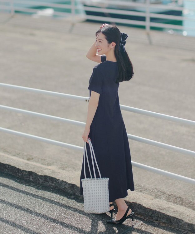 Tiaclasse L 【おのののかさん着用】冷凛(ひやりん)カノコAラインフレアワンピース ネイビー