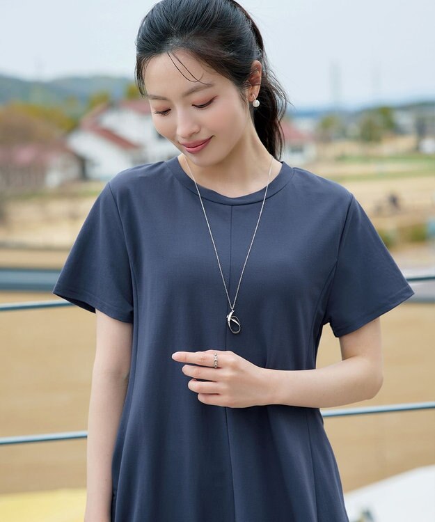 Tiaclasse L 【おのののかさん着用】冷凛(ひやりん)カノコAラインフレアワンピース ブルー