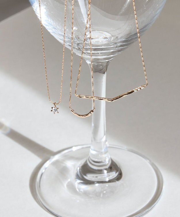 Phoebe 〈金属アレルギー対応〉スターリービジューネックレス 一粒石/定番 シャンパンゴールド