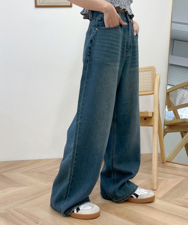WEGO サマーデニムルーズワイドパンツ デニム中濃加工色