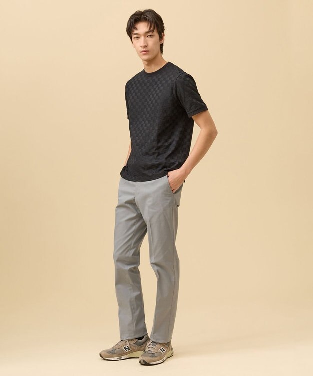 J.PRESS MEN ジャケットインの最適解【接触冷感 / 吸水速乾】【J.PRESS PREMIUM JERSEY】アーガイルリンクス Tシャツ ブラック系