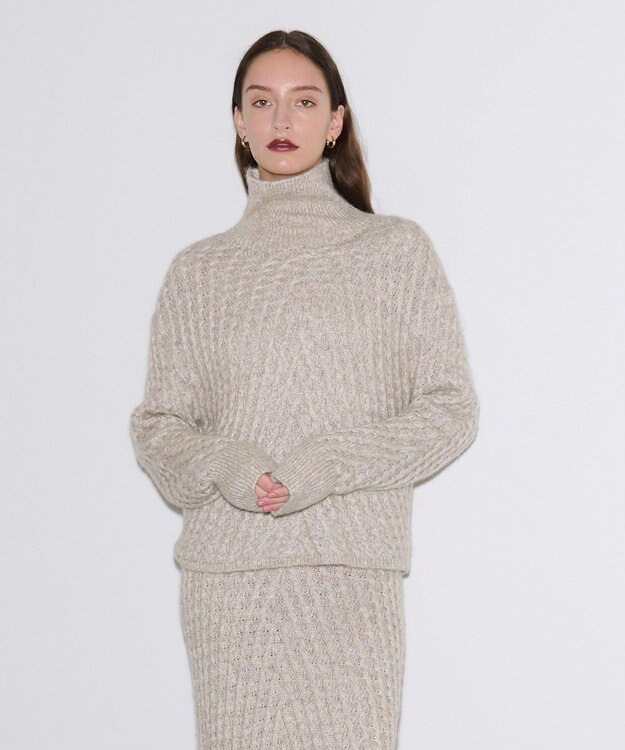 JOSEPH ファジーケーブル　ハイネックニット Khaki