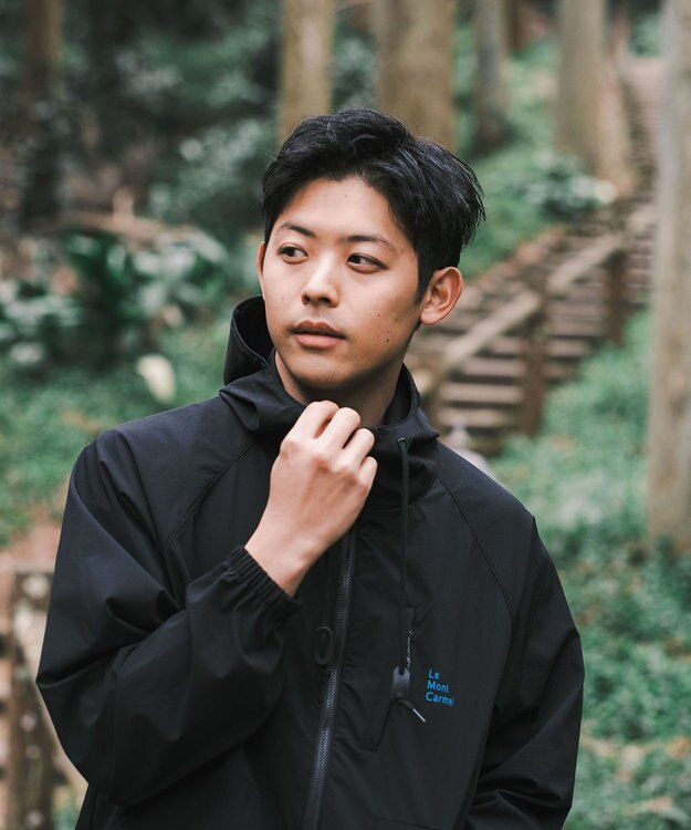 SHARE PARK MENS 【撥水・UVカット・ストレッチ・軽量 】パッカブルマウンテンパーカー（Lサイズ） ブラック系