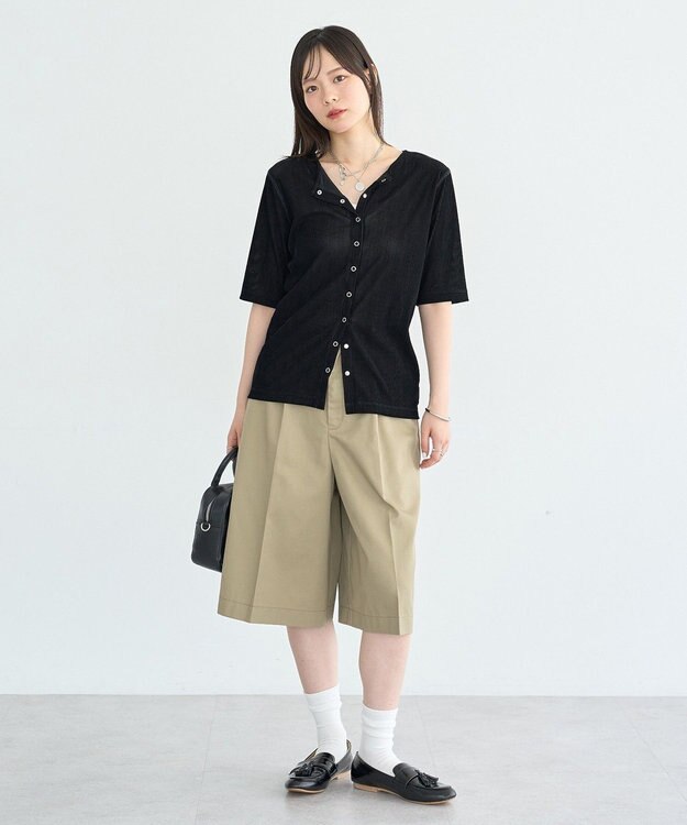 earth music&ecology タックハーフパンツ Beige