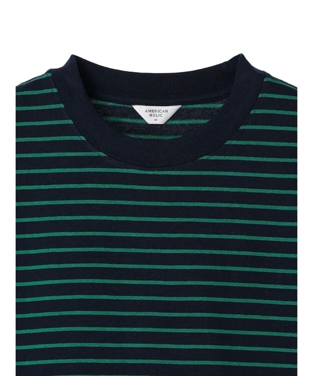 AMERICAN HOLIC ボーダーショートカットプルオーバー Navy