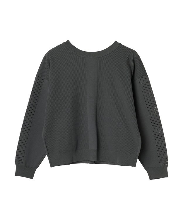 Green Parks ・ｆｕｒｒｙ　ｒａｔｅ　２ｗａｙかる~いニットカーデ Charcoal Gray