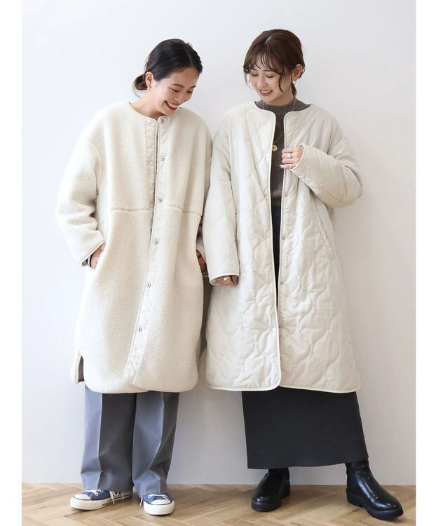AMERICAN HOLIC 【WEB限定】あったかリバーシブルキルティングコート Ivory