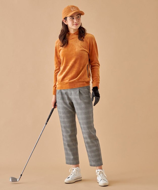 23区GOLF 今シーズンのイチオシ【WOMEN】ベロア ショールモックネック キャメル系