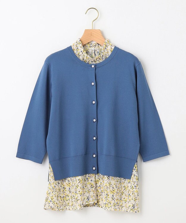 組曲 【WEB限定・2SET】フラワープリントアンサンブルニット ブルー系