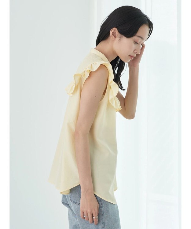earth music&ecology デコルテレースフリルブラウス Yellow