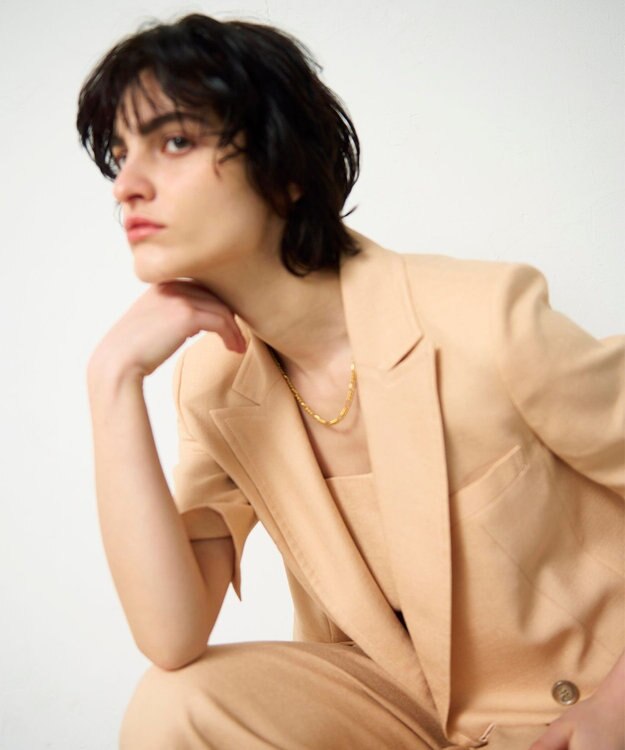 GRACE CONTINENTAL リネンタッチハーフスリーブジャケット ピンク