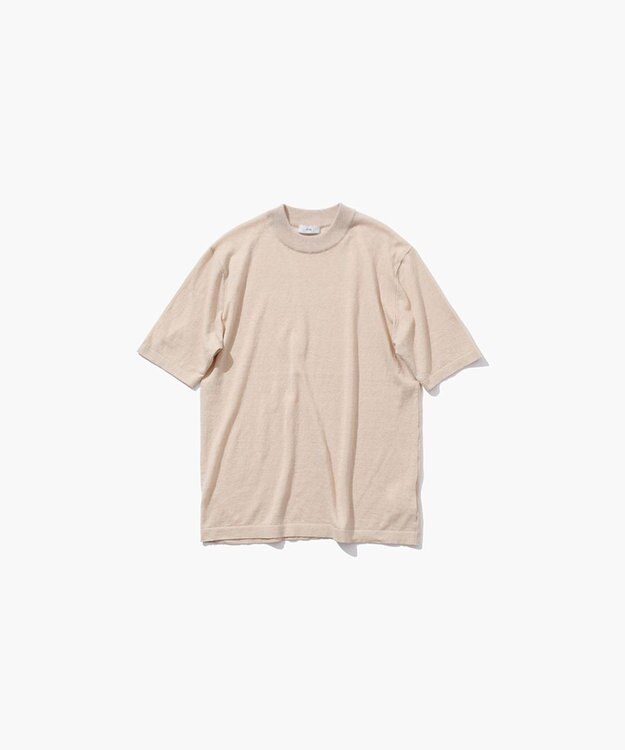 ATON RECYCLED FRESCA COTTON | ハーフスリーブプルオーバー CAMEL