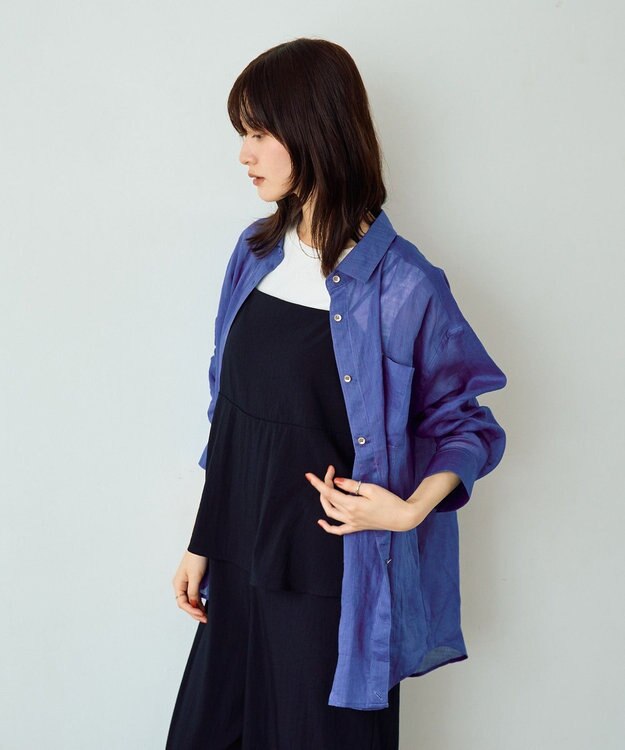 YECCA VECCA 3wayシアーリネンシャツ Blue